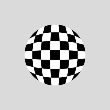 Satranç şablonu küre küre seti, optik illüzyon dama tahtası topu, Vektör illüstrasyonu.