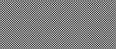 Satranç tahtası görsel illüzyon, dama tahtası pankartı şablonu. Küçük siyah beyaz denetleyici kareleri, vektör soyut arkaplan.