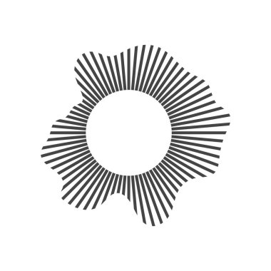 Dairesel ses dalgası, ses dengeleyici yuvarlak dalga, doğrusal ışınlar dairesel. Beyazdaki izolasyonların vektör illüstrasyonu.