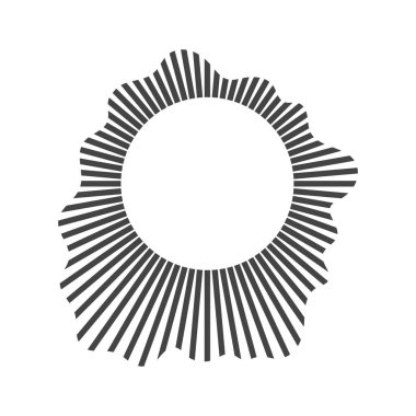 Dairesel ses dalgası, ses dengeleyici yuvarlak dalga, doğrusal ışınlar dairesel. Beyazdaki izolasyonların vektör illüstrasyonu.