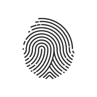 Eşsiz parmak izi ikonu, kimlik özel bilgi kodu, vektör doğrusal illüstrasyon.