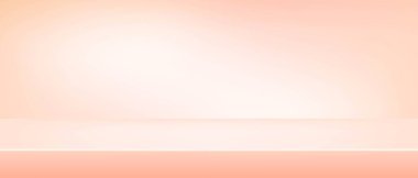 Arka plan pembe raf stüdyosu, şeftali rengi uzay masası, vektör illüstrasyonu. Limbo tezgah arkaplanı.