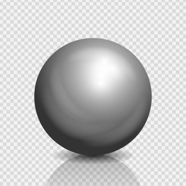 Metalik top, 3 boyutlu küre mat kroma dokusu, inci mücevher üzerindeki parlak ışıklar, vektör illüstrasyon..