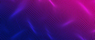 Yapay zeka teknolojisi bg tasarımı, soyut 3d dalgalı yarım ton arkaplan, fütüristik siber büyük veri parçacıkları. Vektör illüstrasyonu.