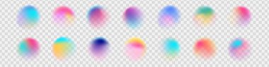 Renkli suluboya seti, saydam gradyan örnekler, pürüzsüz eğimli parlak neon boya lekeleri, vektör illüstrasyon..