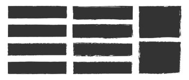 Kaba geometrik şekiller, siluetler, vektör grunge fırça darbeleri daire şeklinde, vektör elementleri beyaz üzerinde izole.