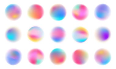 Renkli suluboya seti, saydam gradyan örnekler, pürüzsüz eğimli parlak neon boya lekeleri, vektör illüstrasyon..