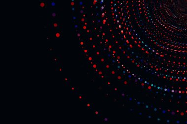 Spiral swirling particles technology background, Abstract circular techno dots, Futuristic vortex tunnel background, Vector illustration.