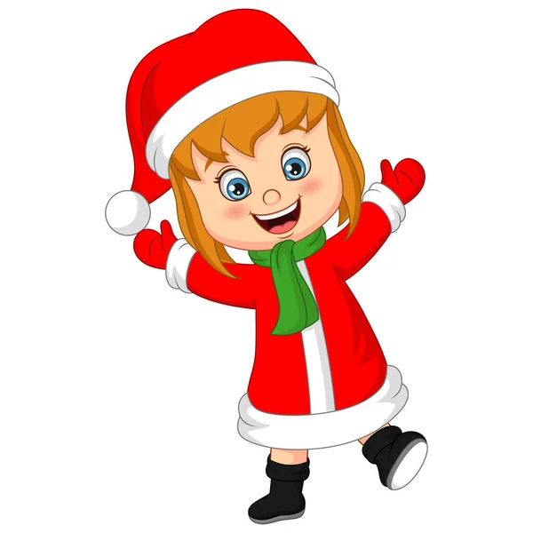 Vektor Illustration Von Cartoon Mädchen Weihnachtsmann Kostüm Stockillustration