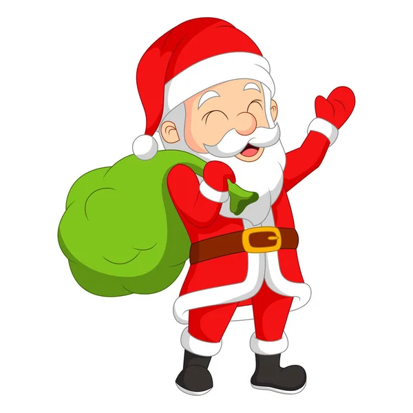 Vektor Illustration Von Cartoon Weihnachtsmann Der Eine Tasche Trägt Stockillustration