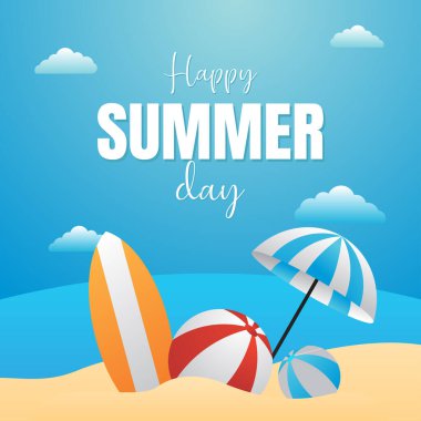 Güneşli yaz tatili vektör tasarımı