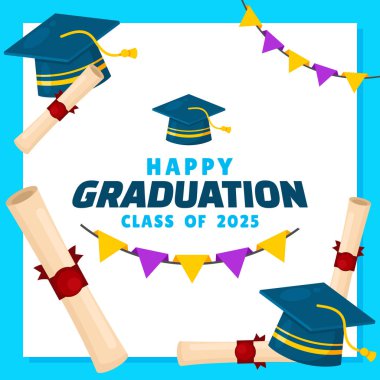 Modern mezuniyet şapkası ve diploma vektör tasarımı