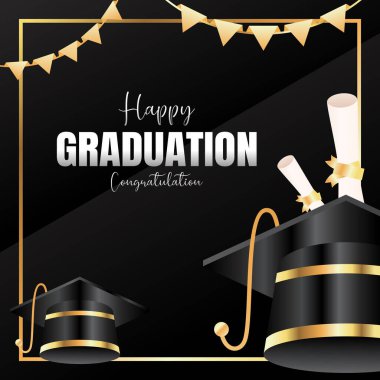 Modern mezuniyet şapkası ve diploma vektör tasarımı