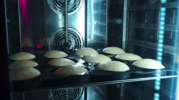 Zeitraffer Des Teigkochens Ofen Burger Brötchen Kochen Ofen — Stockvideo
