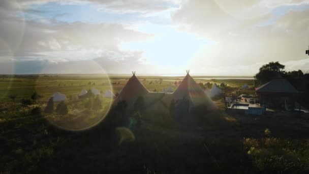 Namiot Camping Place Deszczowy Dzień Przyroda — Wideo stockowe