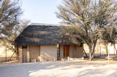 Askham, Güney Afrika - 3 Eylül 2022: Mata Mata Dinlenme Kampı, Kgalagadi Transfrontier Park, Güney Afrika