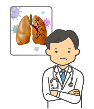 Tıbbi maske, akciğer, akciğer, akciğer ve kalp takan bir doktorun resmi