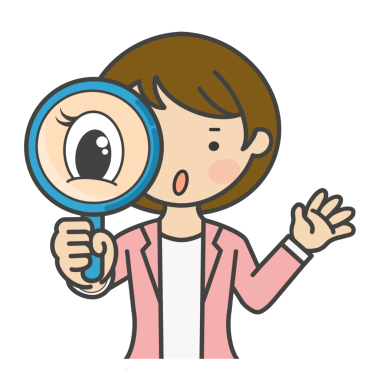 Kadın büyüteçten bakıyor.