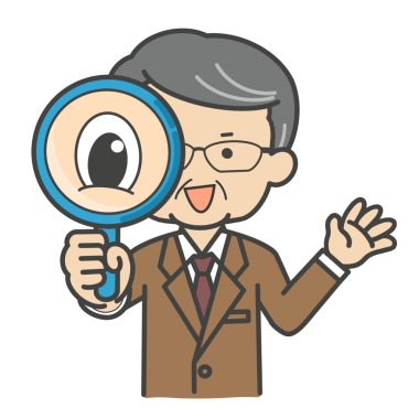 Çizgi filmci dürbünle bakıyor. düz dizayn. vektör illüstrasyonu.