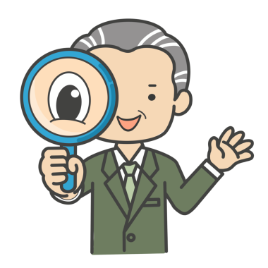 Dedektif büyüteçle bakıyor, vektör çizimi.