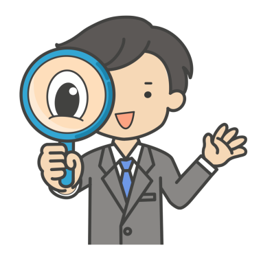 Büyüteç vektör illüstrasyonlu bir iş adamı