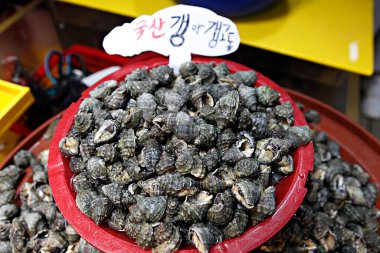 Pazarda taze deniz ürünleri