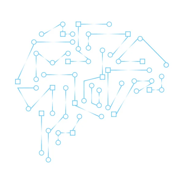 Blue Gradient Electronic Circuit Board Brain Shape Vector Illustration Technology — Stock Vector
