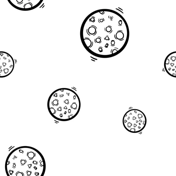 Black Outline Moon Vector Seamless Pattern Wallpaper Print Fabric Textile — Stock Vector