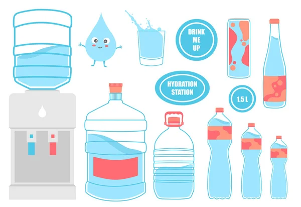 Su H2O vektör illüstrasyonları hidrasyon etiketleri