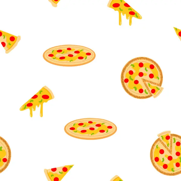 Pizza vektörü kusursuz desen. Pizza pişirme, pizza yapma, İtalyan mutfağı. Arkaplan, arkaplan, duvar kağıdı, ambalaj tasarımı