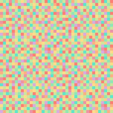 Piksel arkaplan yeşil turuncu pembe renkler. Vektör kusursuz desen, pikselleşme. Renkli piksel noktaları mozaik arkaplan, duvar kağıdı