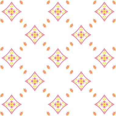 Pembeyle dizayn edilmiş karo vektörsüz desen. Süsleme arkaplanı, arkaplan, tekrarlanan yazdırma