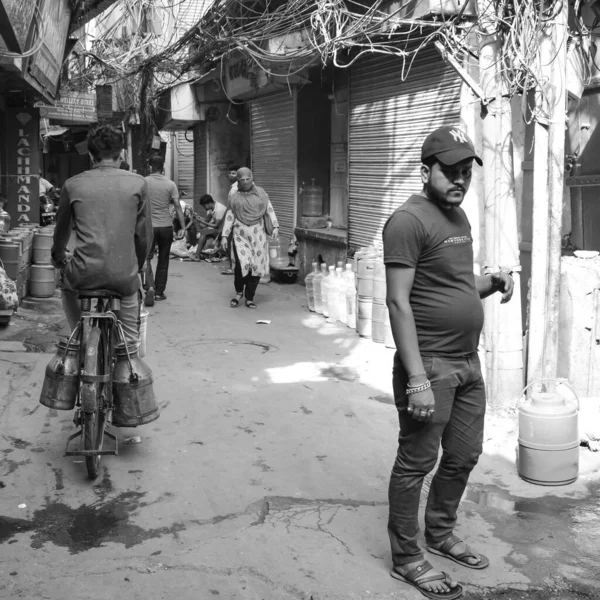 Old Delhi India April 2022 Unidentified Group Men Walking Streets — Foto de Stock
