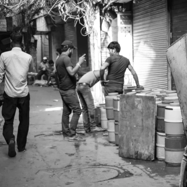 Old Delhi India April 2022 Unidentified Group Men Walking Streets — Stock Fotó