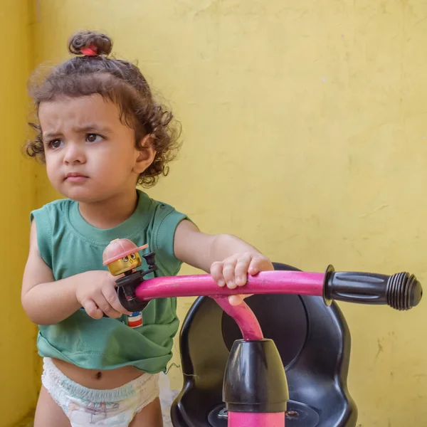 stock image Cute little boy Shivaay Sapra at home balcony during summer time, Sweet little boy photoshoot during day light, Little boy enjoying at home during photo shoots