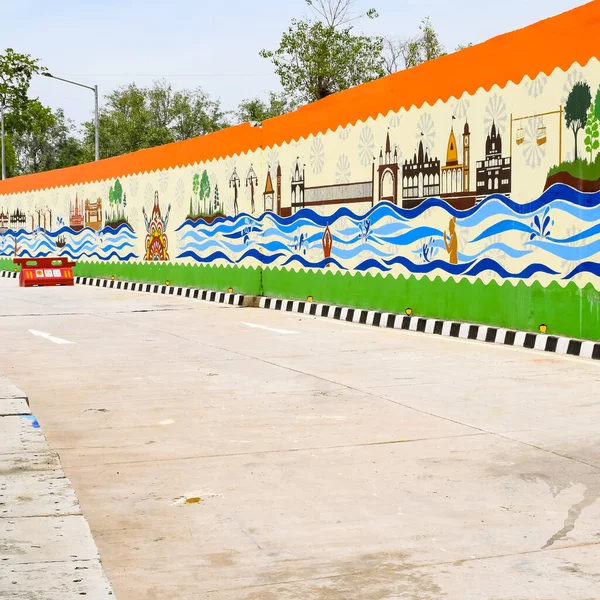 Narendra Modi Присвячує Pragati Тунель Ять Підземних Проектів Pragati Maidan — стокове фото