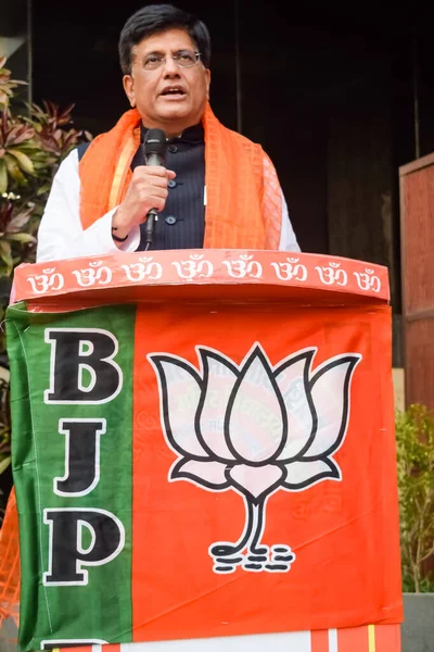 stock image New Delhi, India - November 27 2022 - Piyush Goyal Cabinet Minister and core member of Bharatiya Janata Party (BJP) during a rally in support of BJP candidate ahead of MCD local body Elections 2022