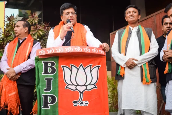 stock image New Delhi, India - November 27 2022 - Piyush Goyal Cabinet Minister and core member of Bharatiya Janata Party (BJP) during a rally in support of BJP candidate ahead of MCD local body Elections 2022