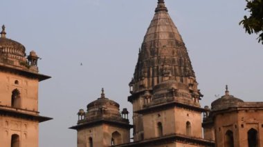 Orchha, Madhya Pradesh, Hindistan, Orchha kayıp şehir Hindistan, Hindistan arkeolojik siteleri Kraliyet Cenotapları 'nın Sabah Görüşü