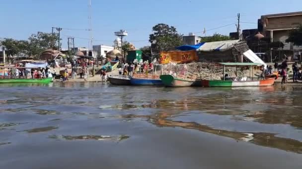 Vrindavan Indien Februar 2022 Yamuna River Udsigt Fra Båden Dag – Stock-video
