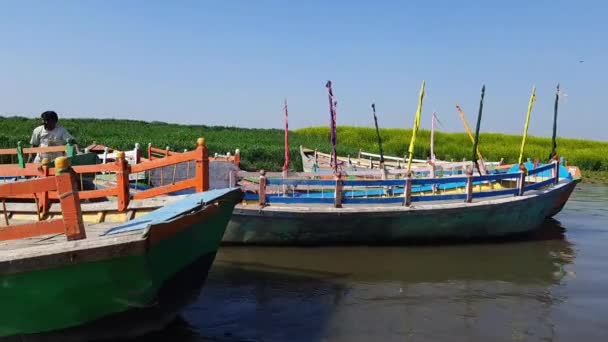 Vrindavan India 2022 Február Yamuna Folyó Látképe Hajóról Vrindavanban Krishna — Stock videók