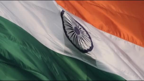 Slow Motion Índia Flag Flying High Connaught Place Pride Blue — Vídeo de Stock