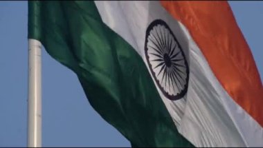 Time-lapse of India flag flying high at Connaught Place with pride in sky, India flag fluttering on Independence Day and Republic Day of India, Waving Indian flag, India flag time lapse