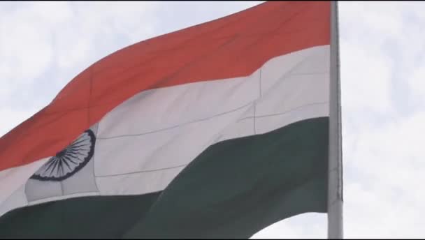 在印度独立日和共和国日 印度国旗飘扬 印度国旗飘扬 印度国旗飘扬 印度国旗飘扬 — 图库视频影像