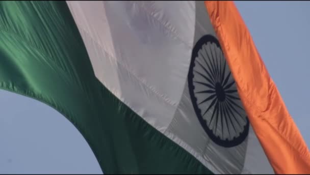 Повільне Просування Індійського Прапора Високо Коннот Плейс Гордістю Блакитному Небі — стокове відео