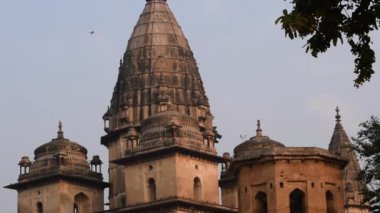 Orchha, Madhya Pradesh, Hindistan, Orchha kayıp şehir Hindistan, Hindistan arkeolojik siteleri Kraliyet Cenotapları 'nın Sabah Görüşü
