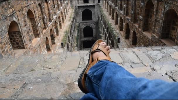 Connaught Ortasında Yer Alan Agrasen Baoli Step Well Eski Delhi — Stok video