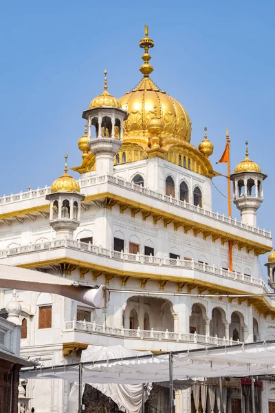 View of details of architecture inside Golden Temple (Harmandir Sahib) in Amritsar, Punjab, India, Famous indian sikh landmark, Golden Temple, the main sanctuary of Sikhs in Amritsar, India