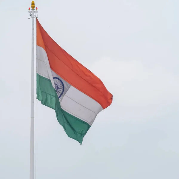 India Flag Flying High Connaught Place Pride Blue Sky India — Foto de Stock