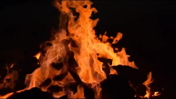 Вогняне Полум Чорному Тлі Блейз Вогню Текстури Фону Красиво Вогонь — стокове відео